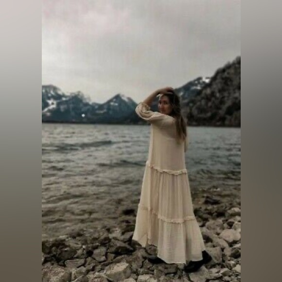 ZARA ~ ✨ Bloggers favourite ✨ MIDI DRESS WITH PANELS in Vanilla - Picture 4 of 17